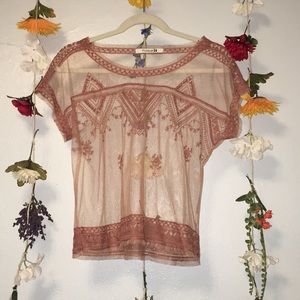 Forever 21 Sheer Embroidered Top